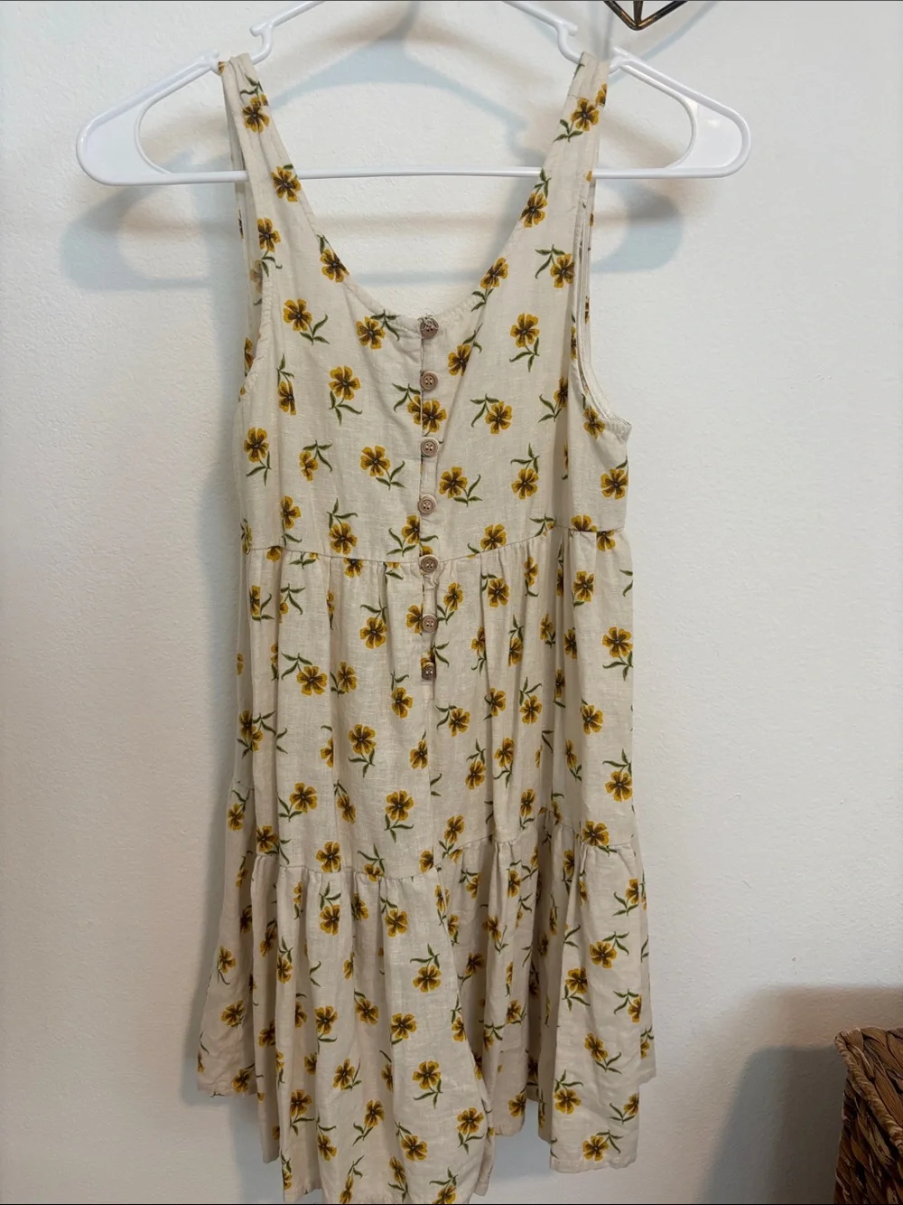 Zara Cream Sundress with Yellow Floral Print